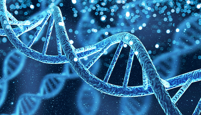 DNA helix with blue background